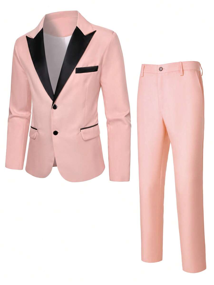 Mens Co Ord Set Contrast Lapel Blazer Waistcoat Trousers – Storn