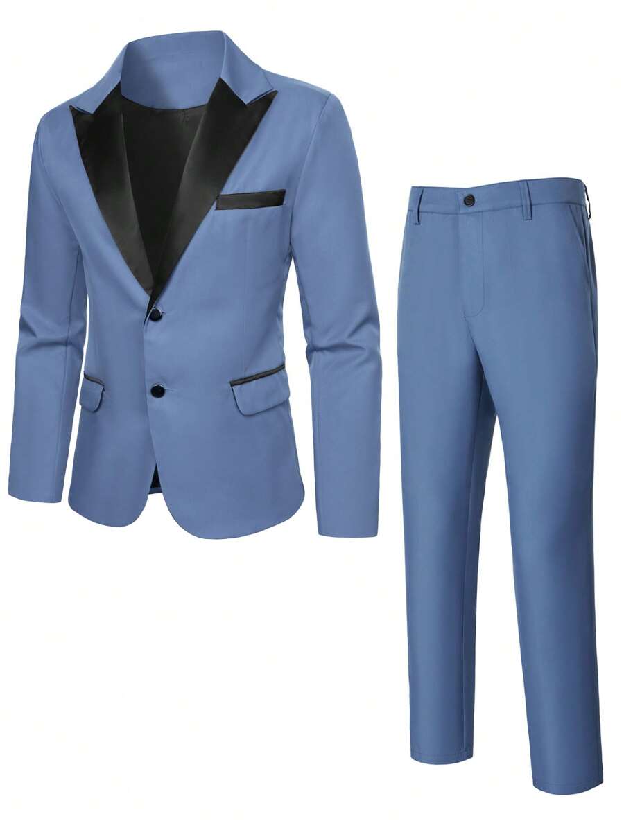 Mens Co Ord Set Contrast Lapel Blazer Waistcoat Trousers – Storn