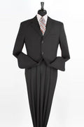 Three-button poplin suit jacket and pleated trousers in black – TARLANO