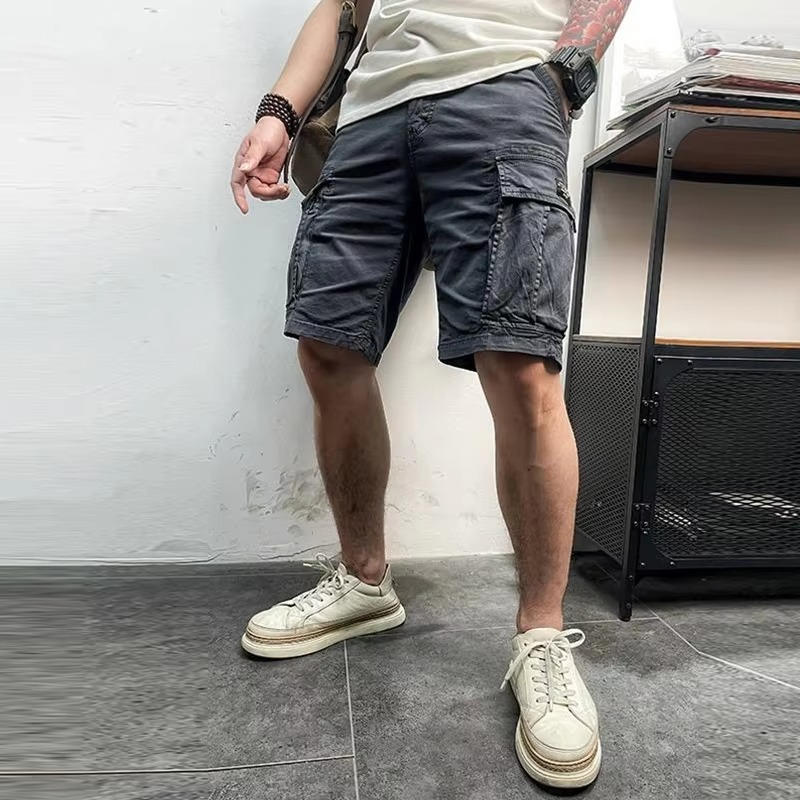 Men's Cotton Cargo Shorts 6-Pocket Knee Length Relaxed Fit