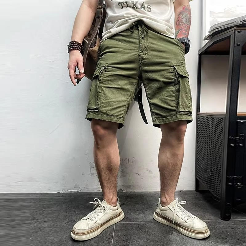 Men's Cotton Cargo Shorts 6-Pocket Knee Length Relaxed Fit
