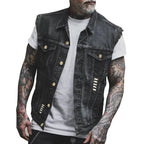 Distressed Denim Vest Sleeveless Button-Front – Holt