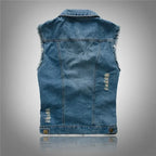 Distressed Denim Vest Sleeveless Button-Front – Holt