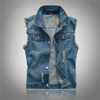 Distressed Denim Vest Sleeveless Button-Front – Holt