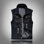 Distressed Denim Vest Sleeveless Button-Front – Holt