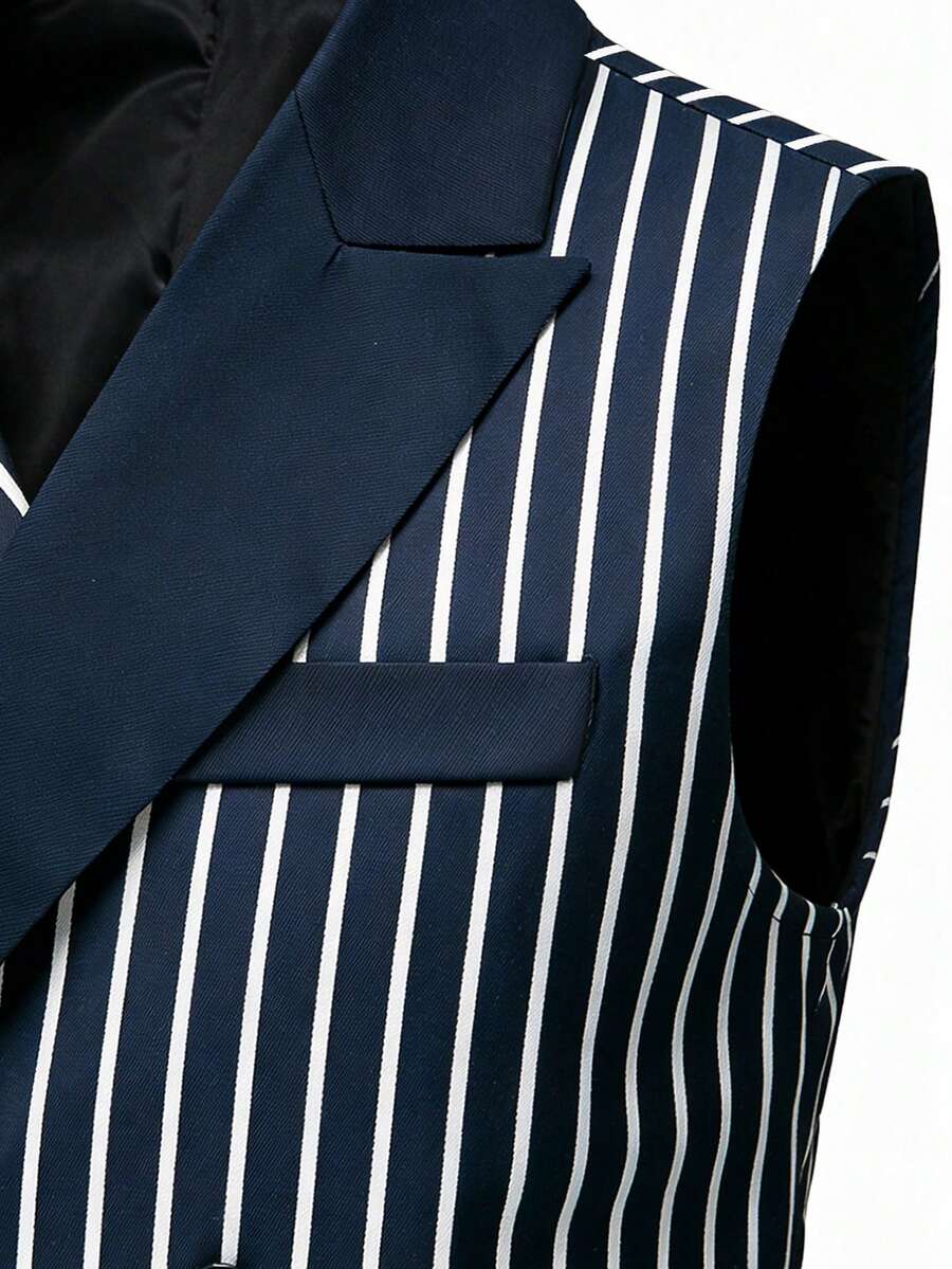 Men's Double-Breasted Suit Vest Slim Fit Sleeveless – Corvon