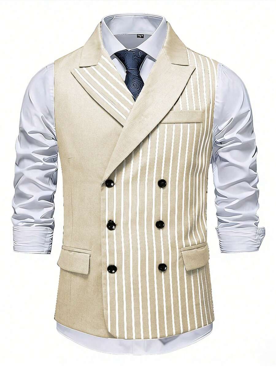 Men's Double-Breasted Suit Vest Slim Fit Sleeveless – Corvon