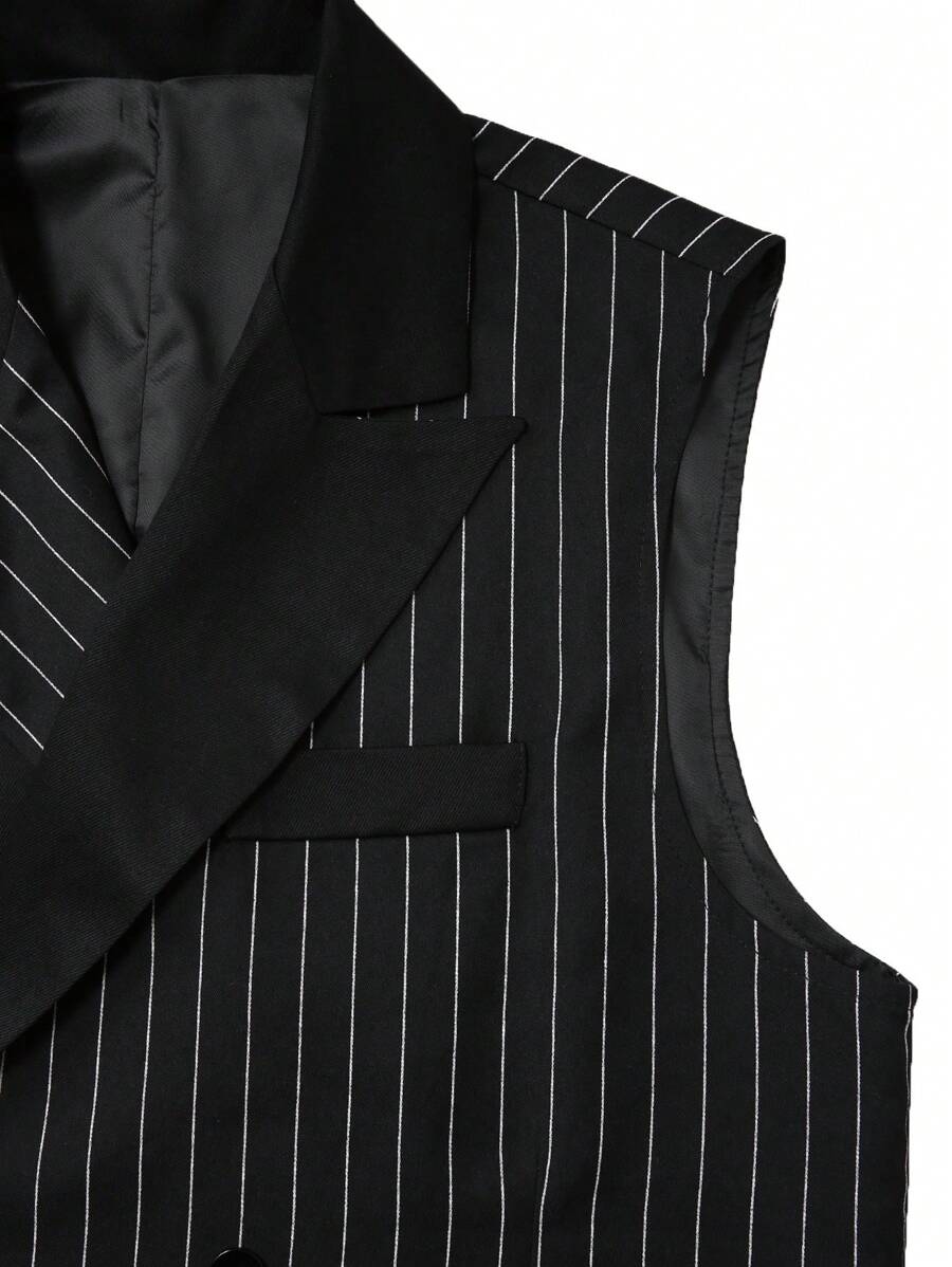 Men's Double-Breasted Suit Vest Slim Fit Sleeveless – Corvon