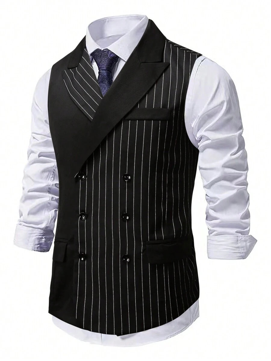 Men's Double-Breasted Suit Vest Slim Fit Sleeveless – Corvon