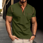Knit Polo Shirt Band Collar Chest Pocket Short Sleeve – Quay