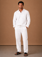 Men's Linen Cotton Blend Set Shirt and Trousers Smart Casual – Areleon