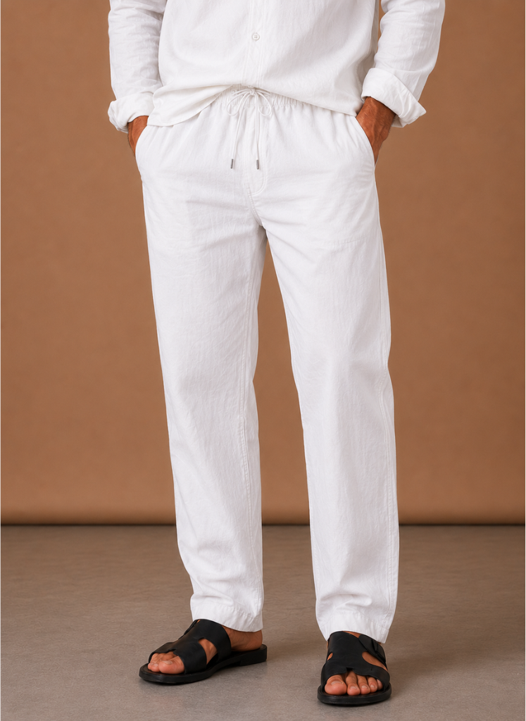 Men's Linen Cotton Blend Set Shirt and Trousers Smart Casual – Areleon