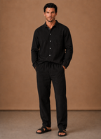 Men's Linen Cotton Blend Set Shirt and Trousers Smart Casual – Areleon