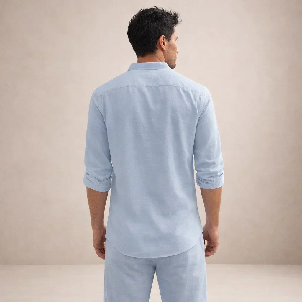 Men's Linen Two-Piece Set Button Shirt and Matching Trousers – Korvex