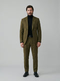 Suede-finish two-piece suit set in army green – TARLANO