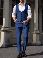 Mens Pant and Vest Set Woven Polyester V-Neck Sleeveless 2-Piece Formal – Galso
