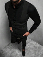 Mens Pant and Vest Set Woven Polyester V-Neck Sleeveless 2-Piece Formal – Galso