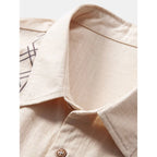 Mens Pant & Geometric Print Shirt Set Linen Blend Cropped Beige – Saxo