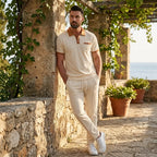 Mens Pant & Polo Waffle Knit 2-Piece Set Straight Leg – Borten