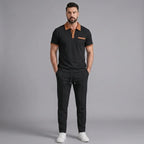 Mens Pant & Polo Waffle Knit 2-Piece Set Straight Leg – Borten