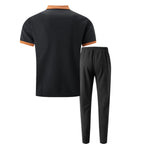 Mens Pant & Polo Waffle Knit 2-Piece Set Straight Leg – Borten