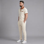 Mens Pant & Polo Waffle Knit 2-Piece Set Straight Leg – Borten