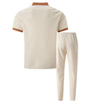Mens Pant & Polo Waffle Knit 2-Piece Set Straight Leg – Borten
