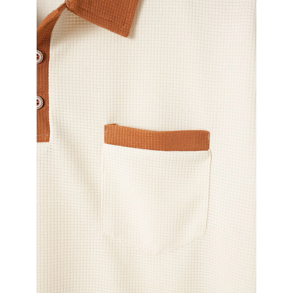 Mens Pant & Polo Waffle Knit 2-Piece Set Straight Leg – Borten