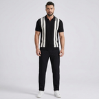 Mens Pant & Striped Knit Polo Set Waffle Drawstring – Vaxo