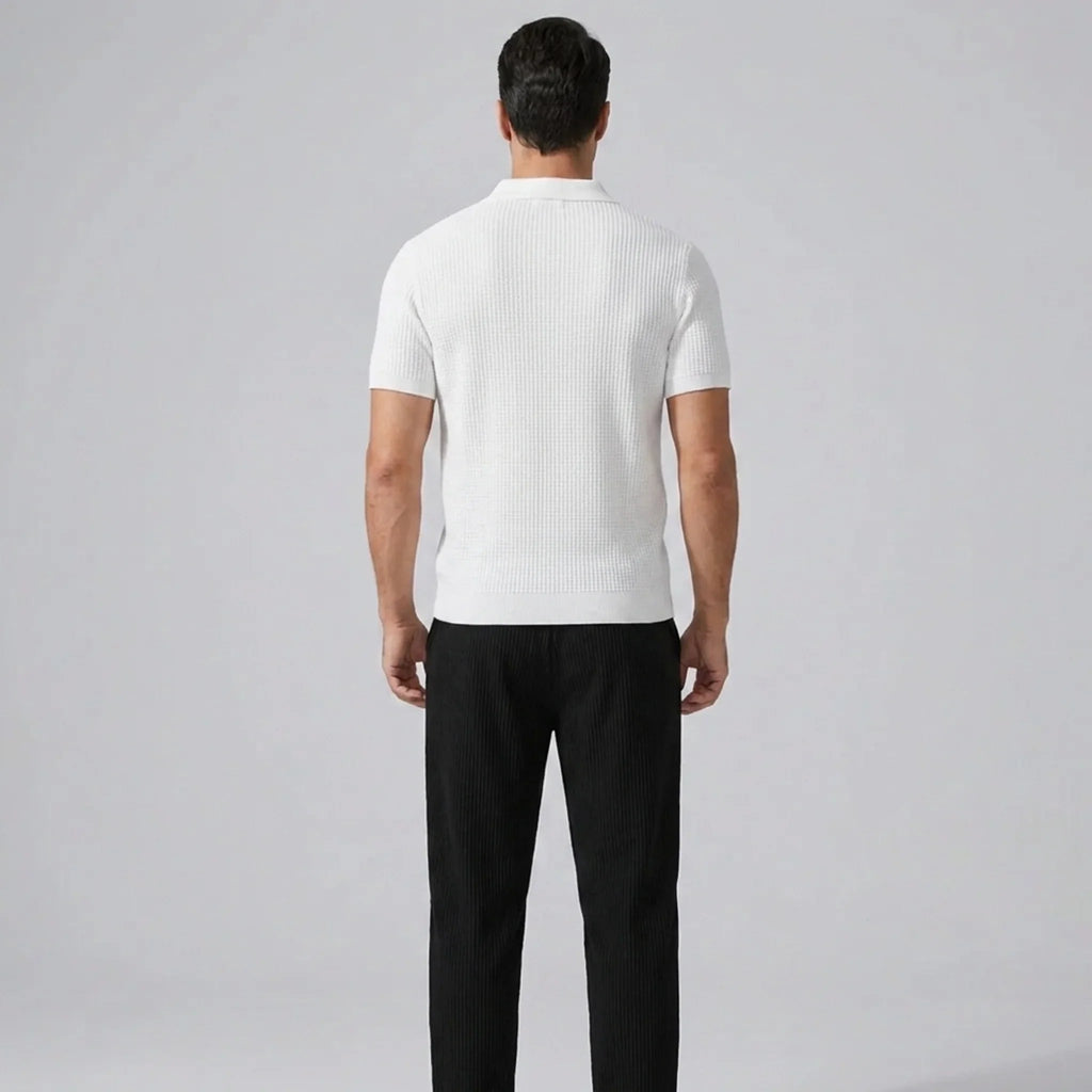 Mens Pant & Striped Knit Polo Set Waffle Drawstring – Vaxo