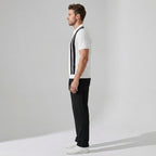 Mens Pant & Striped Knit Polo Set Waffle Drawstring – Vaxo