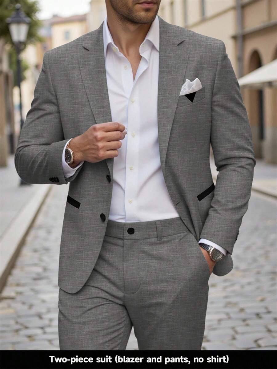 Two-piece blazer and trouser suit in black – TARLANO