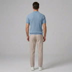 Mens Pant & Waffle Polo Set Slim Tapered 2-Piece Smart Casual – Daxel
