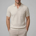 Mens Pant & Waffle Polo Set Slim Tapered 2-Piece Smart Casual – Daxel