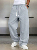 Mens Pant Wide Leg Drawstring Sweatpant Solid Relaxed Fit – Galdron