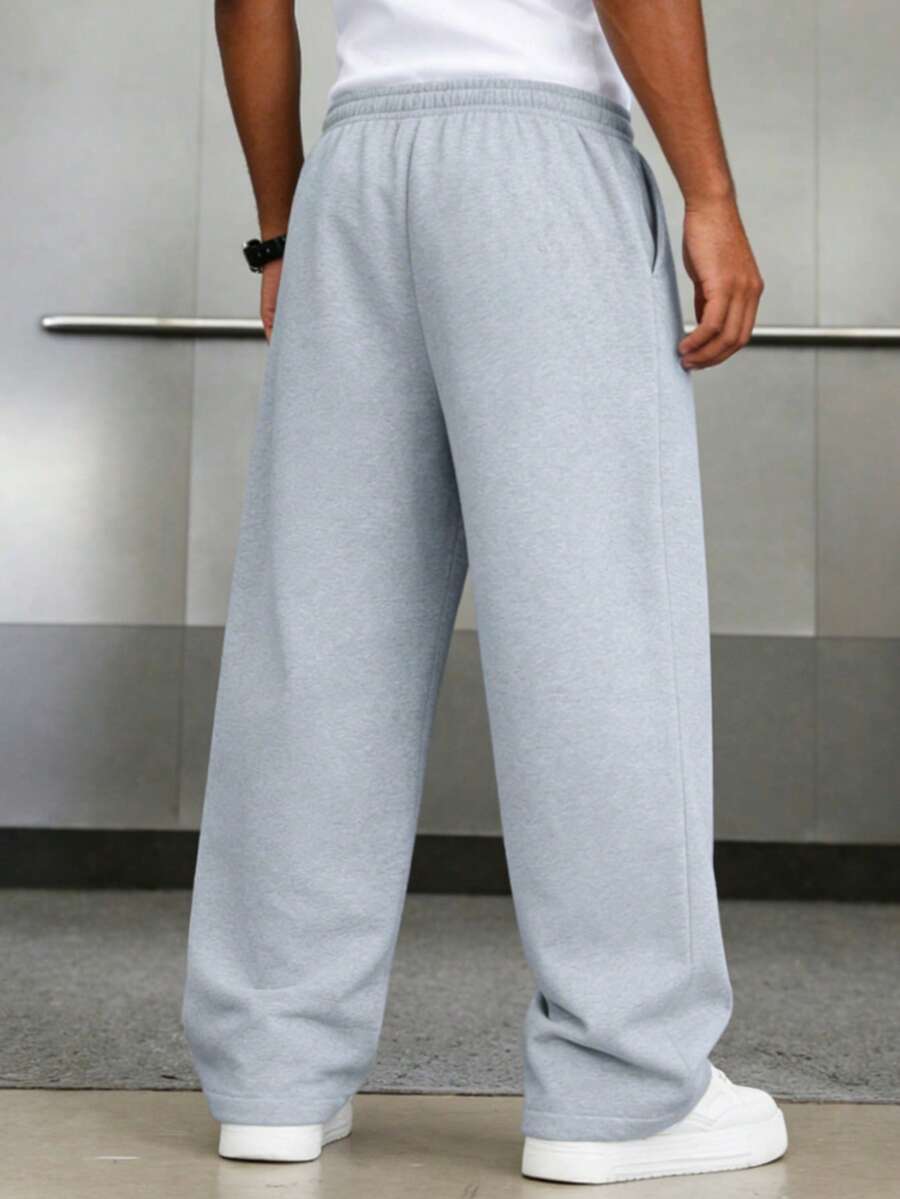 Mens Pant Wide Leg Drawstring Sweatpant Solid Relaxed Fit – Galdron