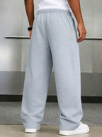 Mens Pant Wide Leg Drawstring Sweatpant Solid Relaxed Fit – Galdron