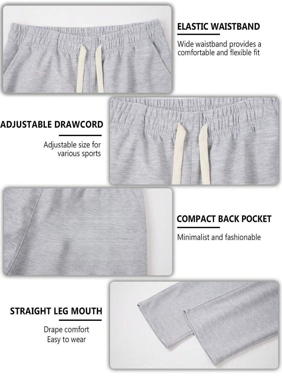 Mens Pant Wide Leg Drawstring Sweatpant Solid Relaxed Fit – Galdron