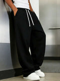 Mens Pant Wide Leg Drawstring Sweatpant Solid Relaxed Fit – Galdron