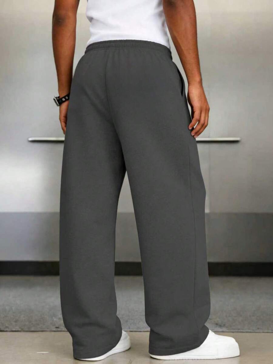 Mens Pant Wide Leg Drawstring Sweatpant Solid Relaxed Fit – Galdron