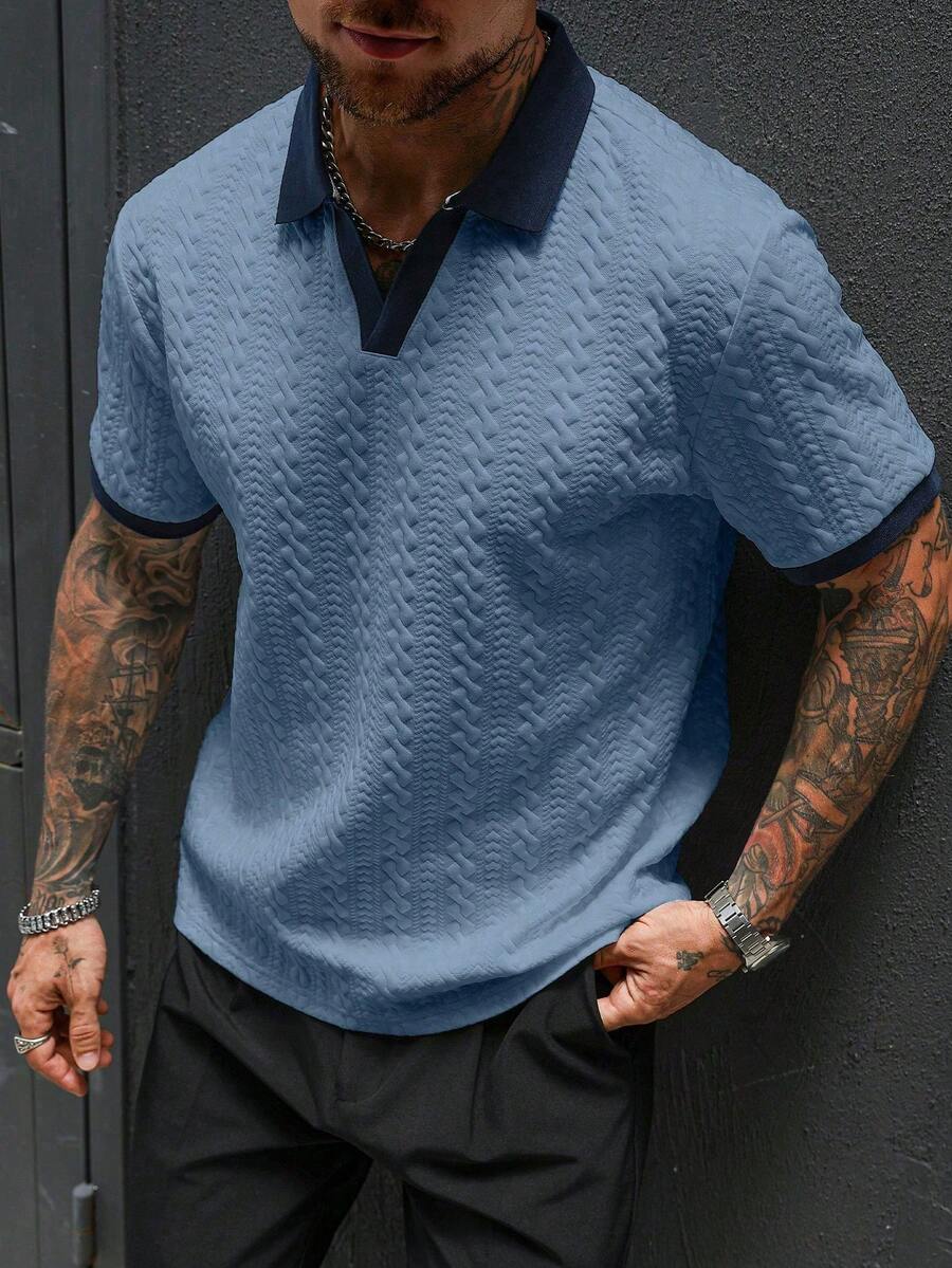 Mens Polo Shirt Contrast Binding Knit Short Sleeve – Valron