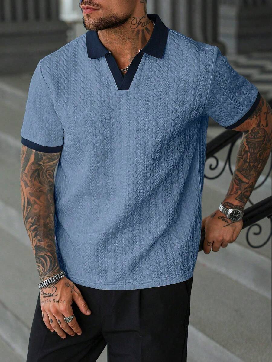 Mens Polo Shirt Contrast Binding Knit Short Sleeve – Valron
