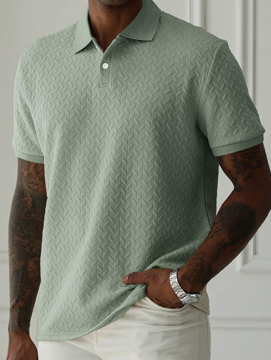 Mens Polo Shirt Geometric Jacquard Knit Short Sleeve – Balvex
