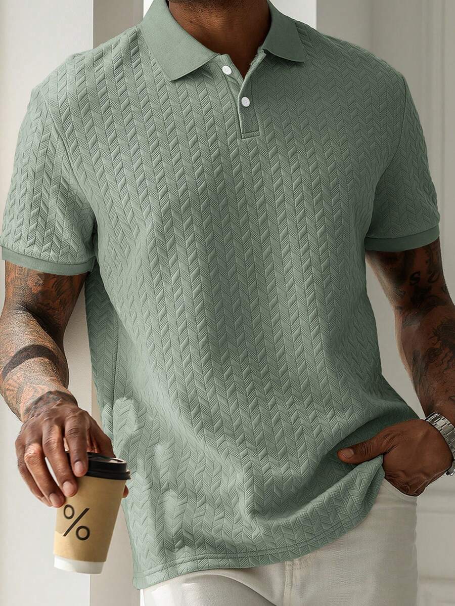 Mens Polo Shirt Geometric Jacquard Knit Short Sleeve – Balvex