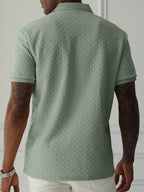 Mens Polo Shirt Geometric Jacquard Knit Short Sleeve – Balvex