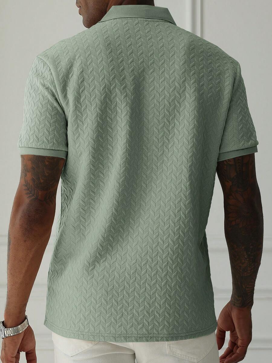 Mens Polo Shirt Geometric Jacquard Knit Short Sleeve – Balvex