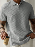 Mens Polo Shirt Geometric Jacquard Knit Short Sleeve – Balvex