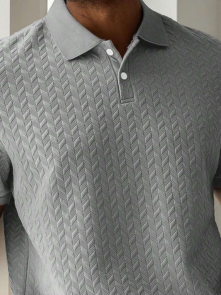 Mens Polo Shirt Geometric Jacquard Knit Short Sleeve – Balvex