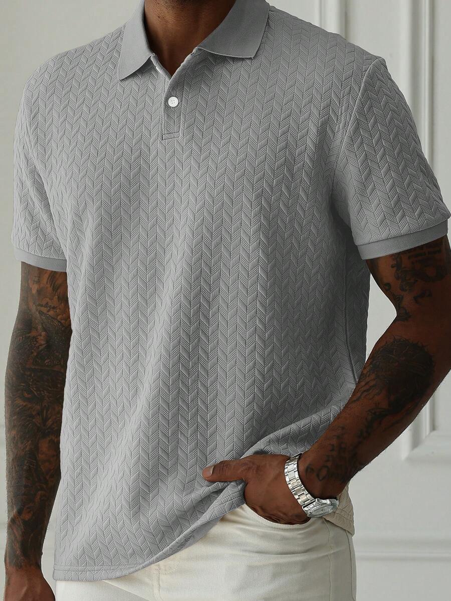 Mens Polo Shirt Geometric Jacquard Knit Short Sleeve – Balvex