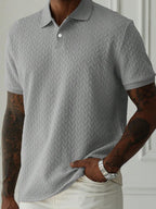 Mens Polo Shirt Geometric Jacquard Knit Short Sleeve – Balvex